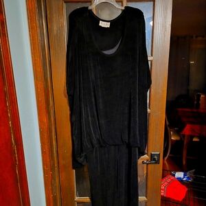 Women's Black Evening Gown. Size 24. Jersey Knit with full slip attached.